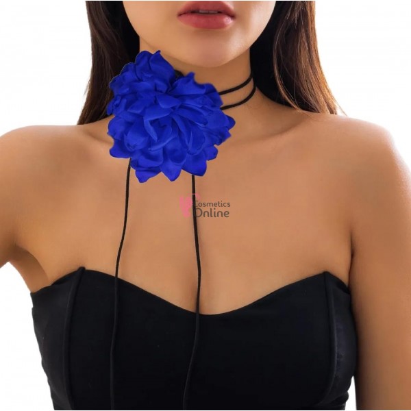 Floare cu snur pentru decor gat sau mana PRL51FF Albastru Intens